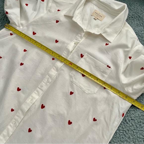 Sézane Tomboy Shirt Embroidered Red Hearts - Picture 10 of 12
